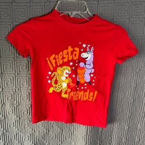 Cat And Jack T-Shirt Boys Size XS 4/5 Red Short Sleeve Fiesta Friends Animals